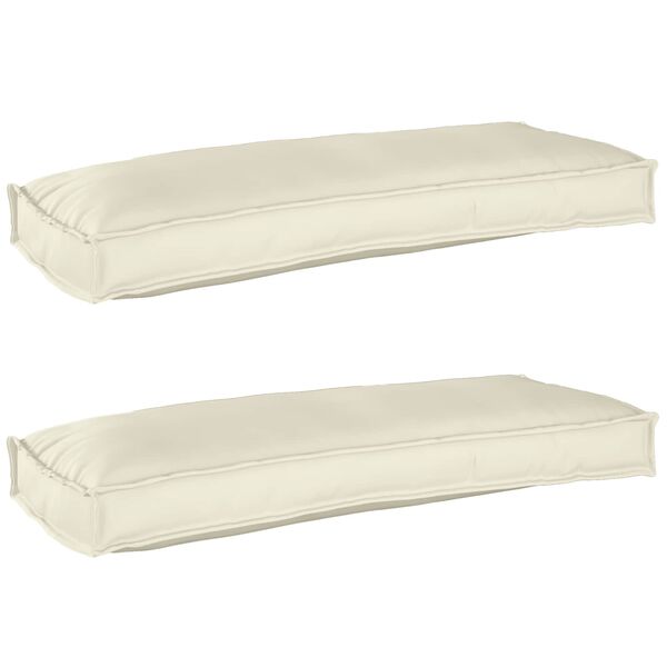vidaXL Conjunto de Almofadas para Palete 2 pcs Creme 100 x 40 x 8 cm