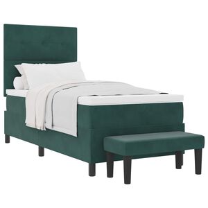 vidaXL Cama Box com colch&atilde;o Verde-escuro 90 x 200 cm Veludo