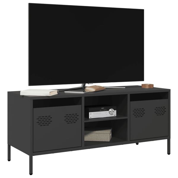 vidaXL Móvel de TV 101,5x39x43,5 cm aço laminado a frio preto