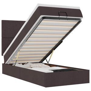 vidaXL Cama otomana com colch&atilde;o 90x200 cm tecido castanho escuro