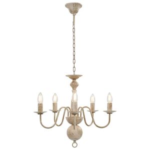 vidaXL Lustre antigo de 5 l&acirc;mpadas E14 branco