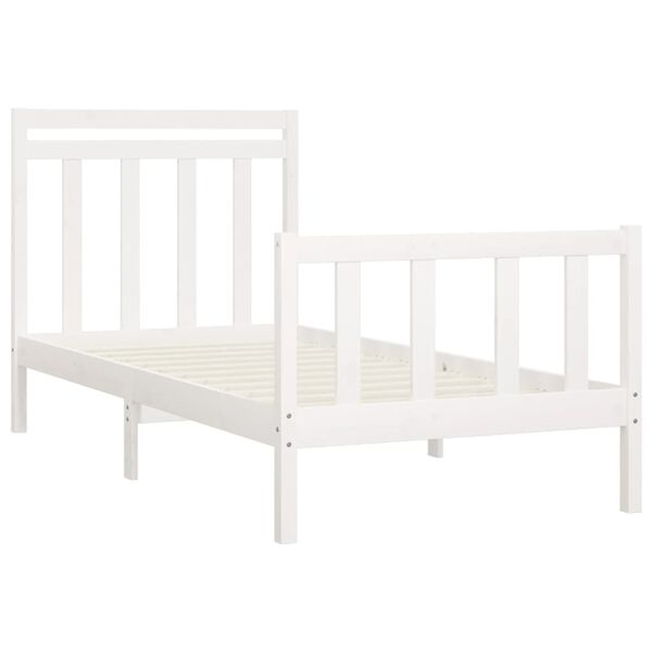 vidaXL Estrutura de cama 100x200 cm pinho maci&ccedil;o branco