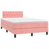 vidaXL Cama box spring c/ colch&atilde;o/LED 120x200 cm veludo rosa