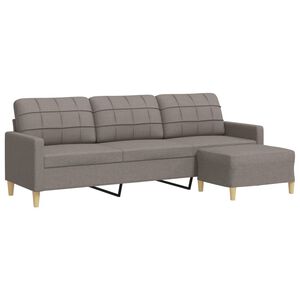 vidaXL Sof&aacute; de 3 lugares + apoio de p&eacute;s 210cm tecido cinza-acastanhado