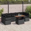 vidaXL Conjunto de Sofá de Jardim com almofada 8 pcs Preto e Marrom