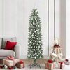 vidaXL &Aacute;rvore Slim de Natal Artificial Verde e Branco 210 cm