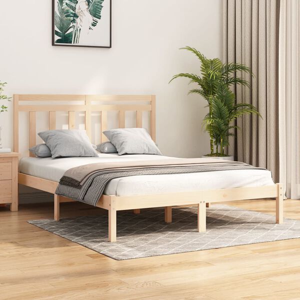 vidaXL Estrutura de cama king 150x200 cm madeira maci&ccedil;a