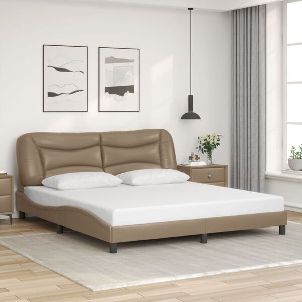 vidaXL Estrutura de cama com LED sem colch&atilde;o Hvar 180x200 cm cappuccino