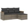 vidaXL 4 pcs conjunto sof&aacute;s de jardim c/ almofad&otilde;es vime PE cinzento