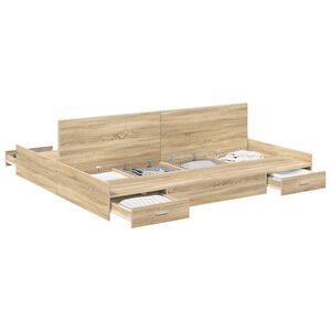 vidaXL Estrado de cama com arruma&ccedil;&atilde;o Carvalho Sonoma 180 x 200 cm