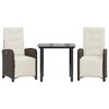 vidaXL 3 pcs conjunto bistr&ocirc; com almofad&otilde;es vime PE castanho