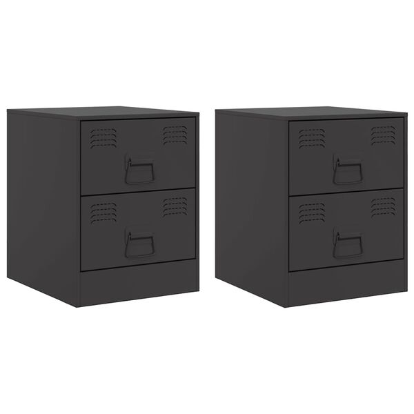 vidaXL Mesas de cabeceira 2 pcs 34,5x39x44 cm a&ccedil;o preto