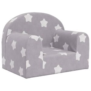 vidaXL Sof&aacute; infantil c/ estrelas pel&uacute;cia macia cinzento-claro
