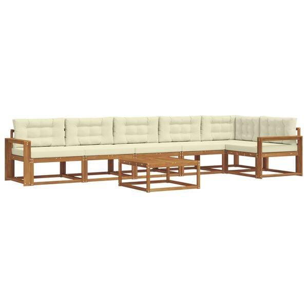 vidaXL Conjunto de Sof&aacute;s para Exterior 7 pcs Natural e Creme