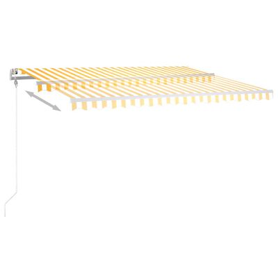 vidaXL Toldo retrátil manual com luzes LED 4,5x3,5 m amarelo e branco