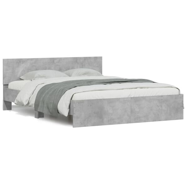 vidaXL Estrutura de cama com cabeceira 140x190 cm cinzento cimento