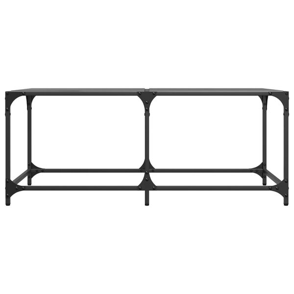 vidaXL Mesa de centro com topo em vidro preto 98,5x50x40 cm a&ccedil;o