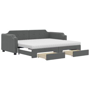 vidaXL Sof&aacute;-cama c/ gavet&atilde;o e gavetas 80x200 cm tecido cinzento-escuro
