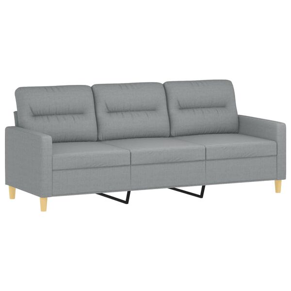 vidaXL Sofá 3 lugares + almofadas decorativas 180cm tecido cinza-claro