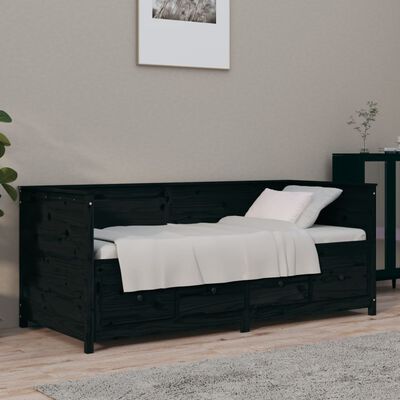 vidaXL Sofá-cama 100x200 cm madeira de pinho maciça preto