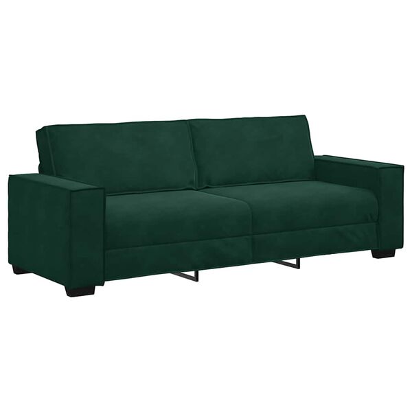 vidaXL Sof&aacute; de 3 lugares 220x78x84 cm veludo verde-escuro
