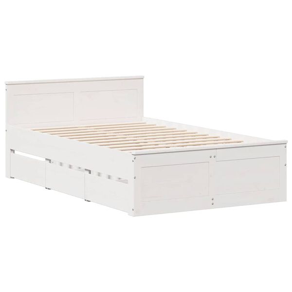 vidaXL Cama sem colch&atilde;o com cabeceira 135x190 cm pinho maci&ccedil;o branco