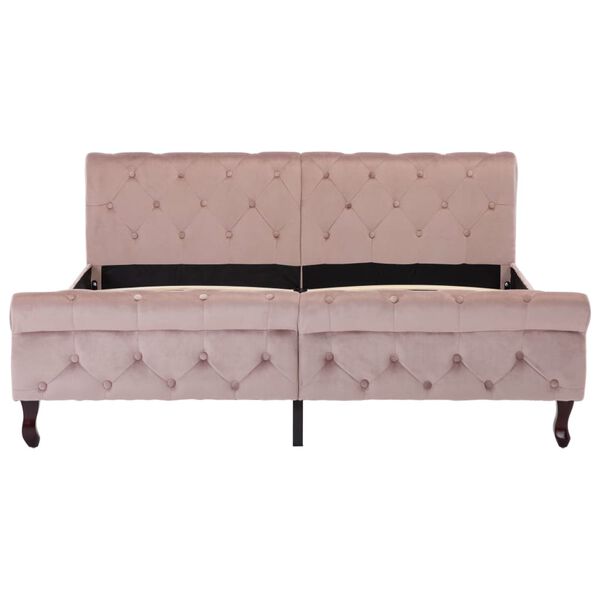 vidaXL Estrutura de cama 160x200 cm veludo cor-de-rosa