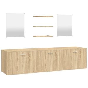 vidaXL 2 pcs conj. m&oacute;veis casa de banho derivados de madeira carvalho