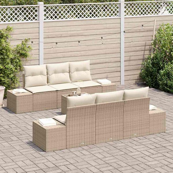 vidaXL Conjunto de Sofá de Jardim 8 pcs Bege e Creme vime PE