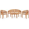 vidaXL 4 pcs conj. lounge de jardim formato banana teca maci&ccedil;a