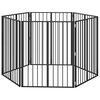 vidaXL Port&atilde;o para Cachorros 6 unid. Preto 80 x 100 cm A&ccedil;o Galvanizado