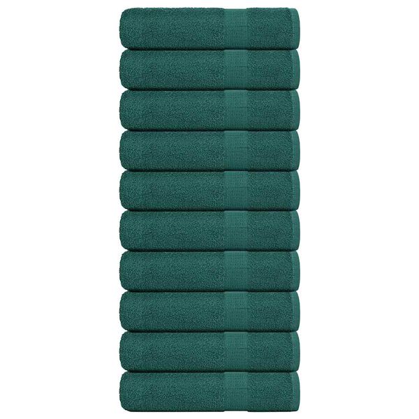 vidaXL Toalhas de m&atilde;os 10 pcs 50x100 cm 360 gsm 100% algod&atilde;o verde
