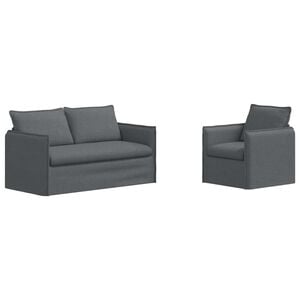 vidaXL Conjunto de Sof&aacute;s 2 pcs Cinzento-Escuro 156 x 82 x 85 cm Tecido