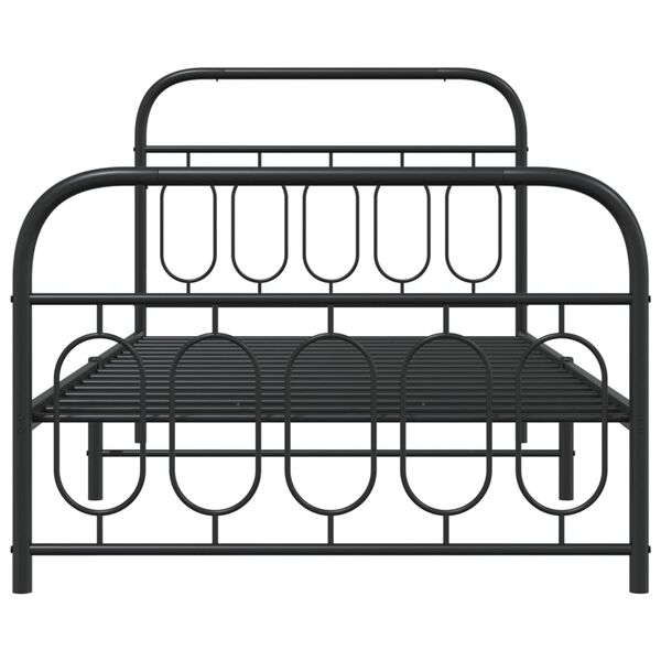 vidaXL Estrutura de cama com cabeceira e p&eacute;s 100x190 cm metal preto