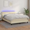 vidaXL Cama box spring c/ colch&atilde;o/LED 140x200cm couro artificial creme