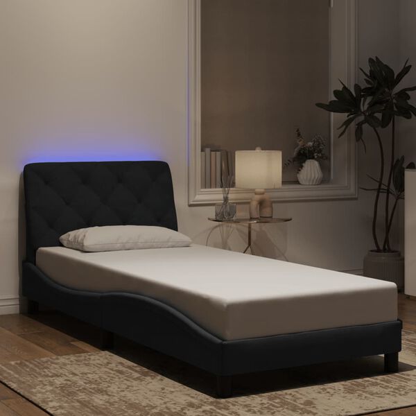 vidaXL Estrutura de cama com LED sem colch&atilde;o 90x200 cm veludo preto