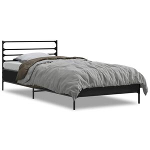vidaXL Estrutura de cama 100x200 cm derivados de madeira/metal preto