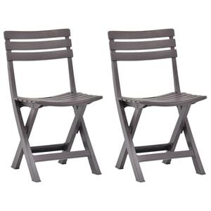 vidaXL Conjunto de 2 cadeiras dobr&aacute;veis de pl&aacute;stico cor mocha