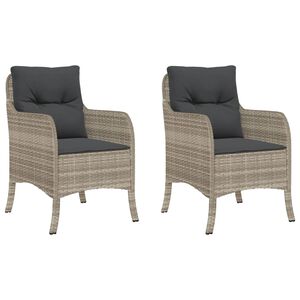 vidaXL Cadeiras de jardim com almofad&otilde;es 2 pcs vime PE cinzento-claro