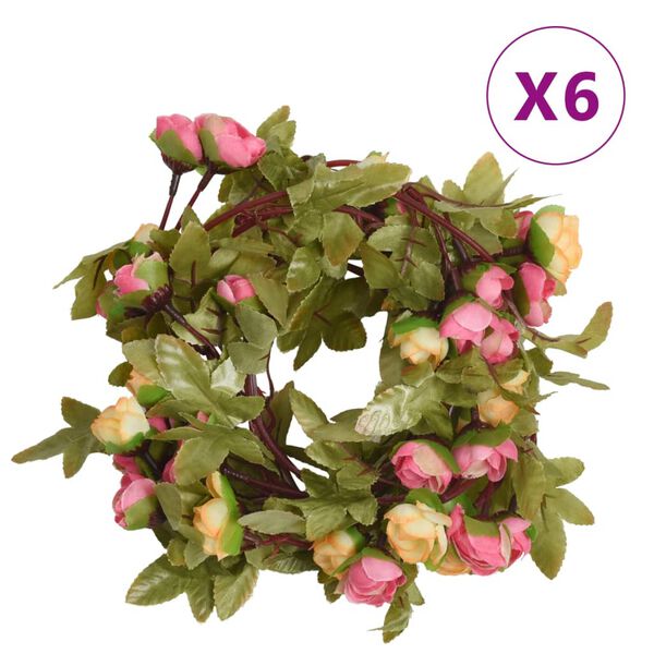 vidaXL Grinaldas de flores 6 pcs 215 cm rosa
