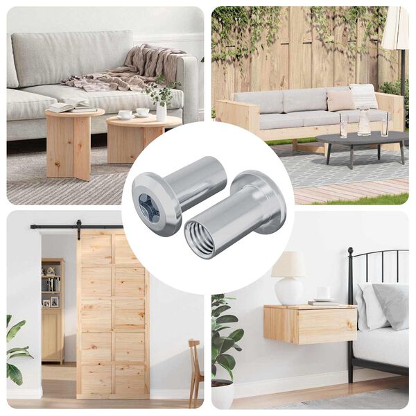 vidaXL Porca de Bloqueio 2 pcs N&iacute;quel M6 x 15 mm A&ccedil;o