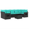 vidaXL Conjunto de sof&aacute; de jardim com 8 pe&ccedil;as e almofadas em rattan sint&eacute;tico preto