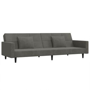 vidaXL Sof&aacute;-cama 2 lugares com duas almofadas veludo cinzento-escuro
