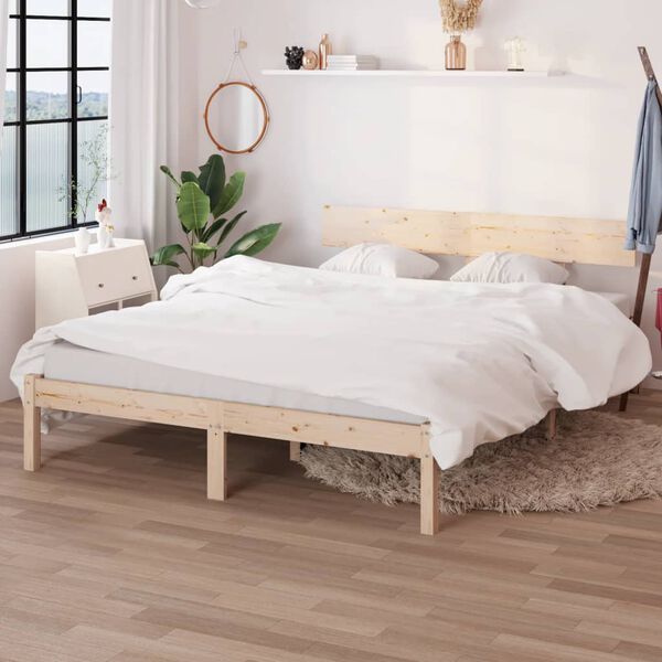 vidaXL Estrutura de cama king 150x200 cm pinho maci&ccedil;o
