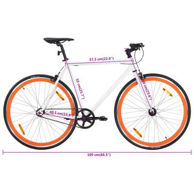 vidaXL Bicicleta de mudanças fixas 700c 55 cm branco e laranja