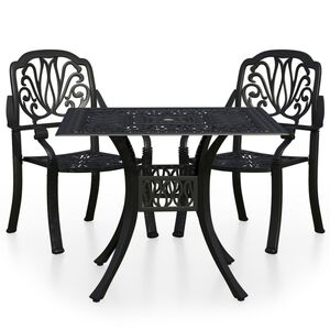vidaXL 3 pcs conjunto de bistr&ocirc; alum&iacute;nio fundido preto