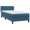 vidaXL Cama com molas/colch&atilde;o azul-escuro 80x210 cm veludo