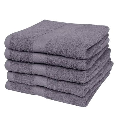 vidaXL Conjunto toalhas de mão 5 pcs algodão 500g. 50x100 cm antracite