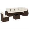 vidaXL 7 pcs conjunto de sof&aacute;s jardim c/ almofad&otilde;es vime PE castanho