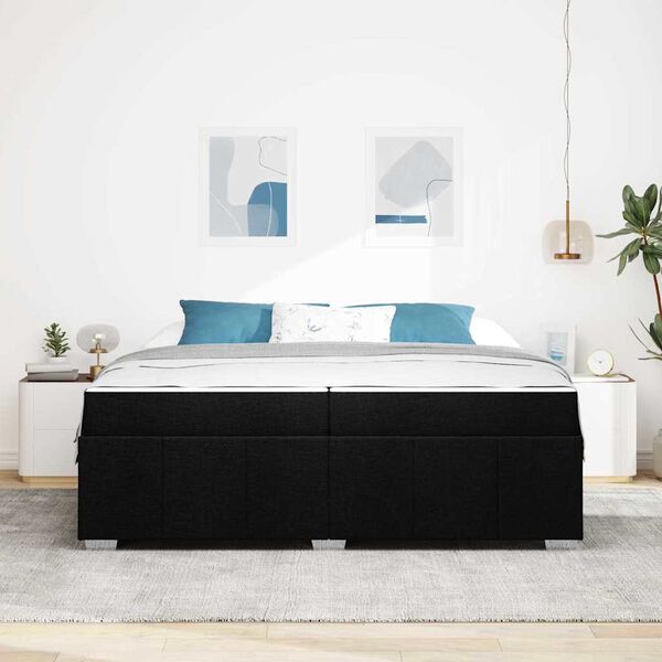 vidaXL Estrutura da Cama com colch&atilde;o Preto 200 x 200 cm tecido